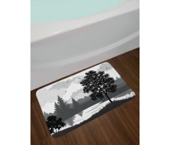 Trees Birds Cloudy Sky Bath Mat