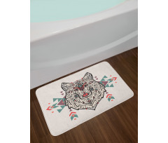 Big Wolf Head Ornaments Bath Mat