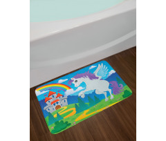 Unicorn with Rainbow Fairy Bath Mat