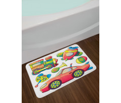 Balls Auto Tire Cartoon Bath Mat