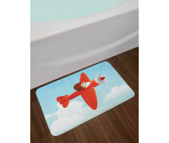 Airplane Flying Cloud Bath Mat