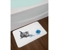 Playful Baby Kitten Furry Bath Mat
