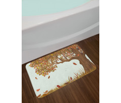 Deciduous Oak Leaves Bath Mat