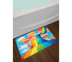 Rainbow Romantic Hearts Bath Mat