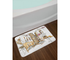 Street Town Sketch Bath Mat