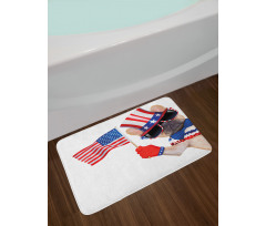 Patriotic Pug Dog Bath Mat