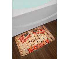 Wooden Planks Flag Bath Mat