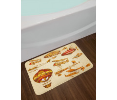 Vintage Baloons Planes Bath Mat