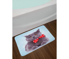 Grey Scottish Fold Theme Bath Mat