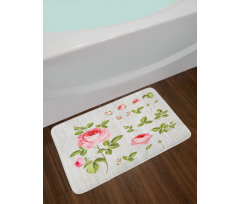 Vintage Rose Petals Leaf Bath Mat