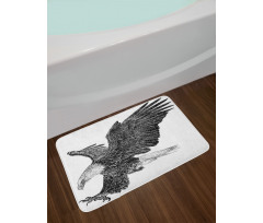 Bald Eagle Swoop Sketchy Bath Mat