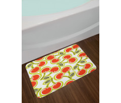 Cherry and Leaves Pattern Bath Mat