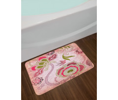 Swirl Leaf Lines Bohem Bath Mat