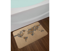 Old Hipster World Map Bath Mat