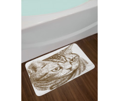 Portrait of a Kitty Hipster Bath Mat