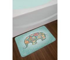 Elephant with Flowers Bath Mat