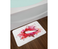 Smiling Woman Lips Effects Bath Mat