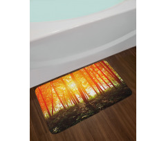 Foggy Forest Scenery Bath Mat