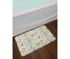 Vintage Garden Plants Bath Mat