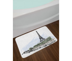 Eiffel Tower Birds Trees Bath Mat