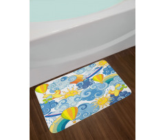 Sun Airplanes and Balloons Bath Mat