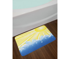 Vector Sun Wavy Sea Bath Mat