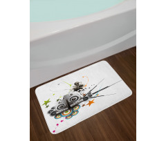 Music Set Headphones Bath Mat