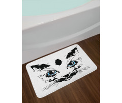 Big Cat Face Pet Sketchy Bath Mat