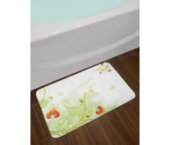 Retro Grunge Swirl Petal Bath Mat