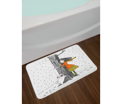 Girl with Pug Bath Mat