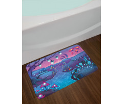 River Mushrooms Trees Bath Mat