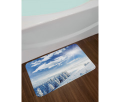 Idyllic Snow Mountain Bath Mat