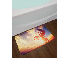 Man on Bike Hazy Sun Bath Mat