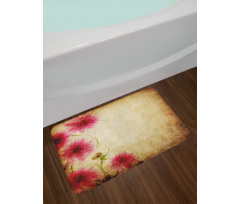Retro Flowers Grungy Old Bath Mat