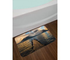 Wooden Pier on Lake Bath Mat