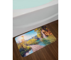 Idyllic Lake Waterfall Bath Mat