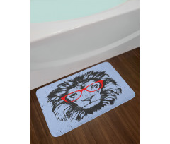Lion and Hipster Glasses Bath Mat