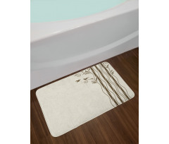 Wavy Tree Branches Birds Bath Mat