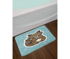 Raccoon on Meadow Bath Mat