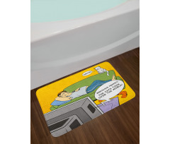 Man TV Cat Comic Book Bath Mat