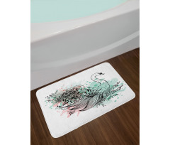 Sketchy Swan Watercolors Bath Mat