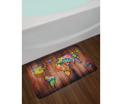 Map on Plank Bath Mat