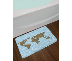 Map with Waves Bath Mat