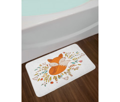 Baby Fox Flowers Bath Mat