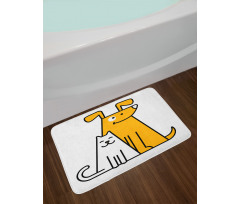 Cats and Dogs Friends Bath Mat