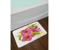 Vibrant Hibiscus Flower Bath Mat