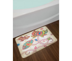 Flower Petal Shabby Plant Bath Mat