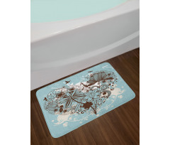 Swirls and Petal Retro Bath Mat