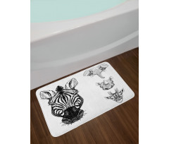 Safari Wildlife Sketch Bath Mat