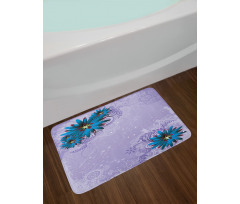 Graphic Ornament Flowers Bath Mat